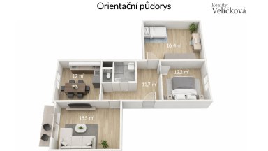 Zrekonstruovaný byt 3+1 v Hradci Králové, ulice Pod Zámečkem