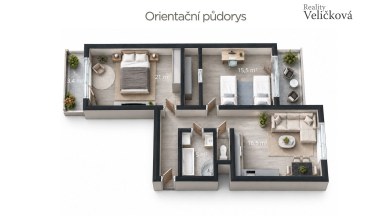 Prodej prostorného bytu 3+kk po rekonstrukci se dvěma lodžiemi – Durychova, Hradec Králové