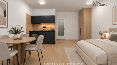 Prodej moderního právě zkolaudovaného bytu 1+kk s balkonem a garážovým stáním v Hradci Králové 